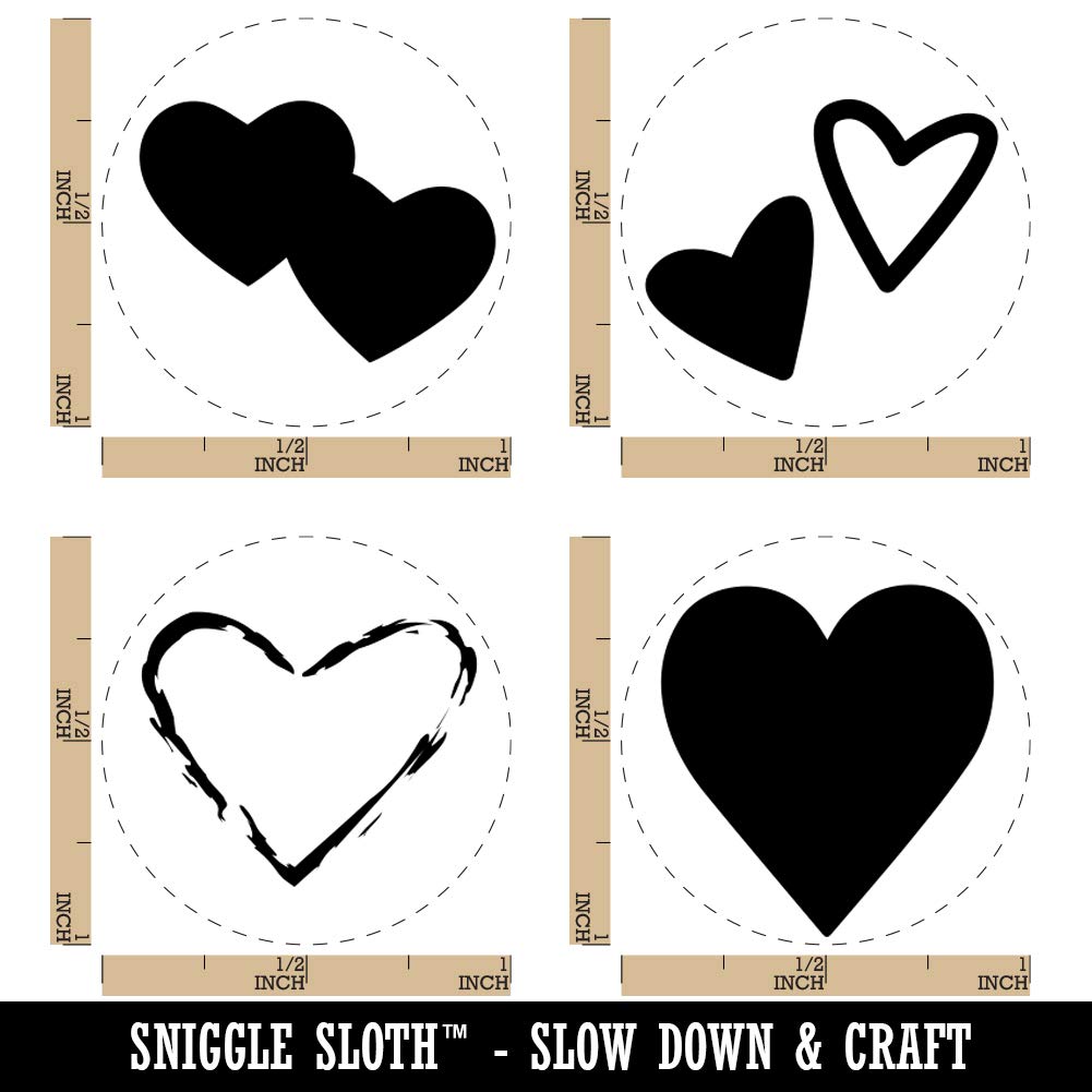 Double Hearts Love Rubber Stamp Set - 1 Inch Medium Size for DIY Crafts, Scrapbooking & Planner Decoration | Perfect for Valentine's Day, Wedding Invitations & Romantic Gifts