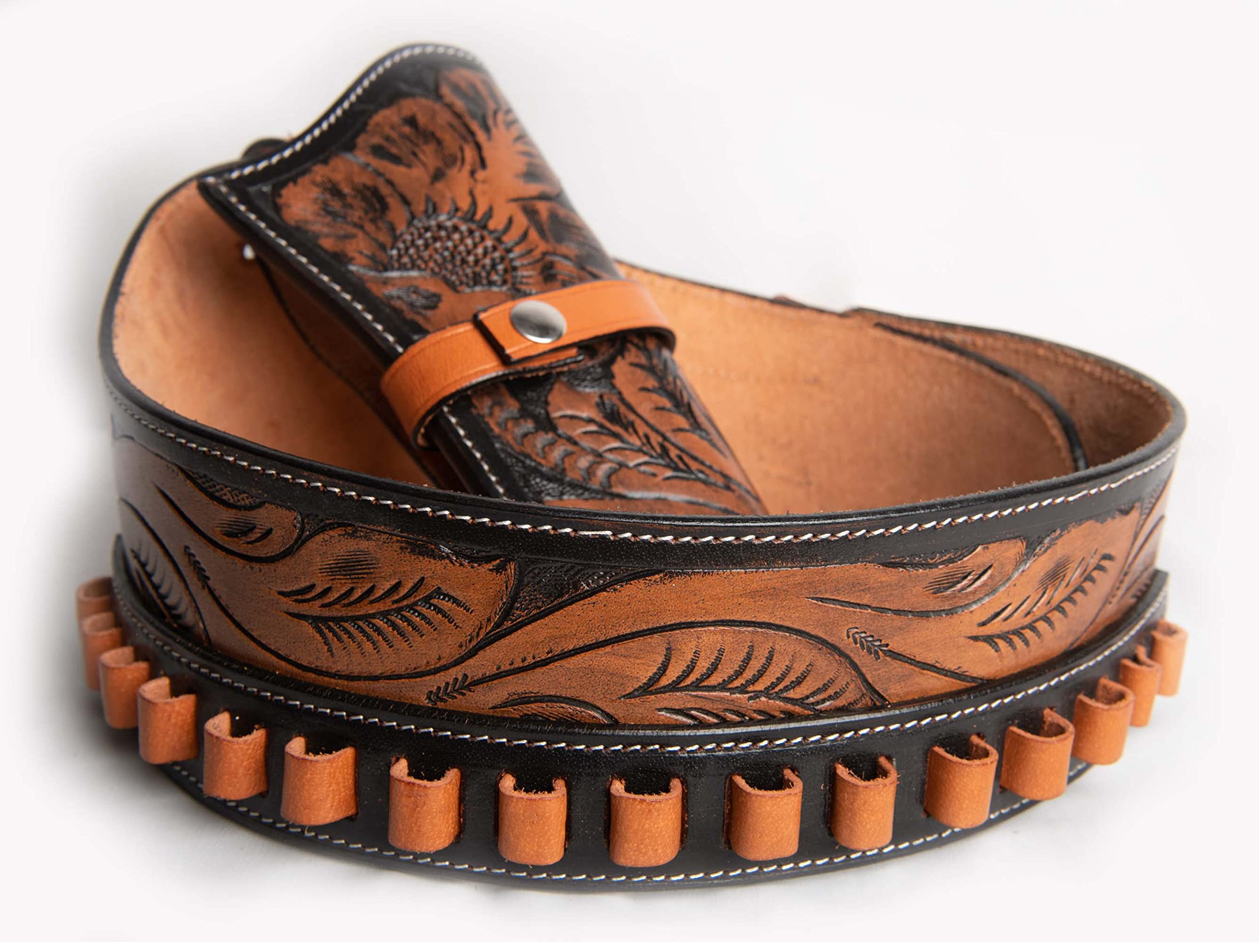 Premium Full Grain Leather Western Gun Holster Belt for .38/.357 Cal Revolver - Handcrafted Cowboy Holster & Belt Set for Men - Perfect for Cowboy Action Shooting, Reenactments & Western Wear