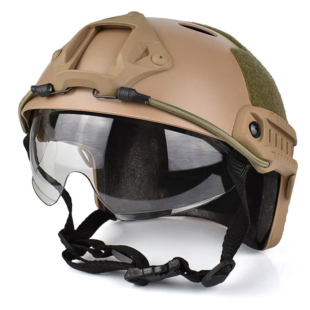 Tactical Airsoft Helmet - Fast PJ Style with Goggles, NVG Mount & Side Rails for Airsoft, Paintball, Military Simulation & Outdoor Combat Games | Perfect for CQB, Field Battles & Tactical Training
