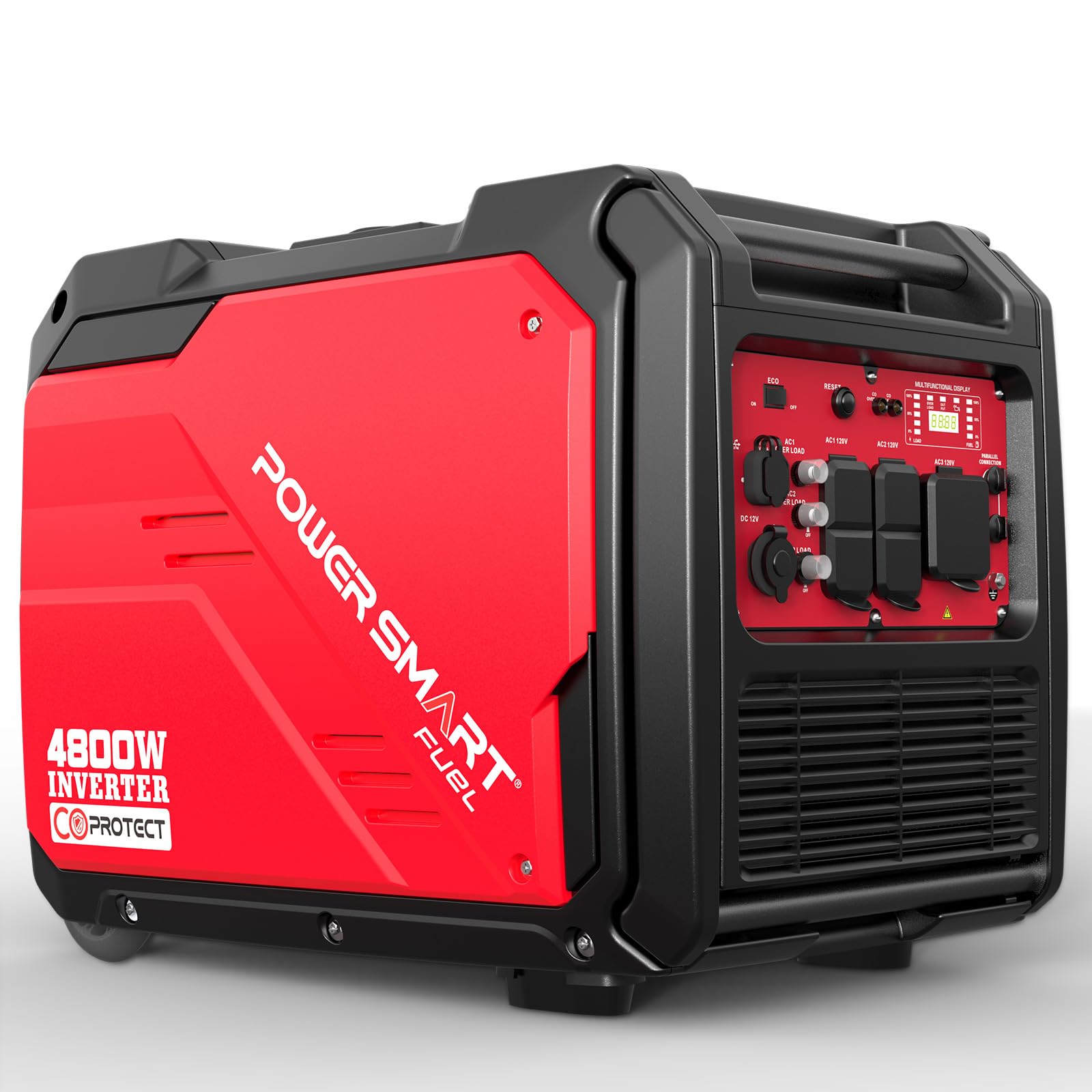 PowerSmart 4800W Portable Inverter Generator with Wheels & Handle Kit - CO Sensor Technology, Ultra Quiet, RV Ready (Model HB5046C) - Perfect for Camping, Home Backup & Outdoor Power Needs