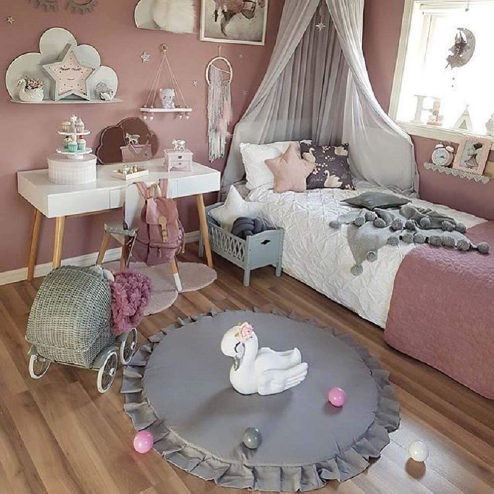 Soft Round Baby Play Mat - Non-Slip Kids Rug with Cartoon Design for Nursery & Playroom - Comfortable Dark Gray Playmat for Toddlers & Infants (Perfect for Crawling, Learning & Playtime Activities)
