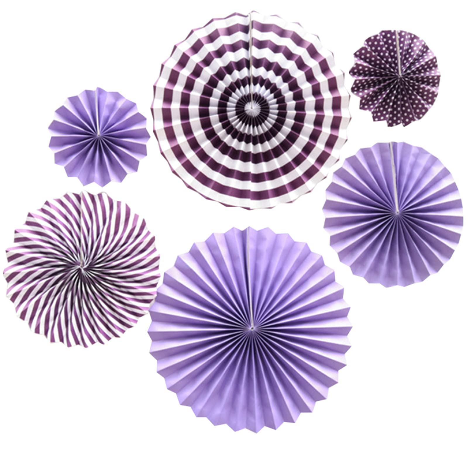 6pcs Purple Paper Fan Flowers Set - DIY Hanging Pinwheels for Wedding, Birthday, Christmas Party Decorations | Perfect for Home, Garden & Event Decor