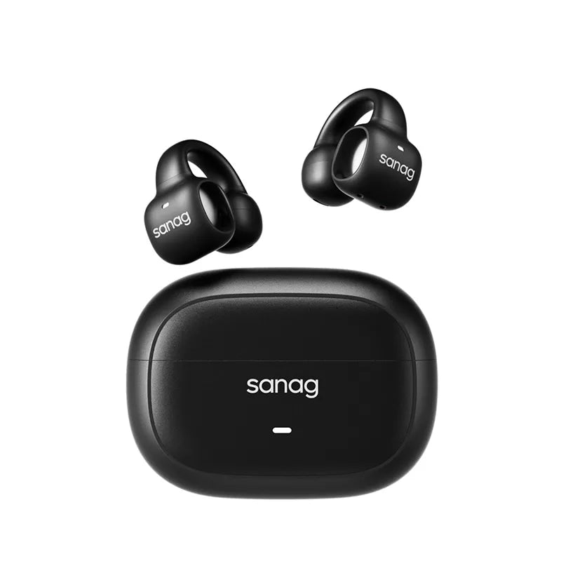 Sanag S3S Ear Clip Wireless Bluetooth Smart Air Conduction Headphones - Open-Ear Design for Running, Cycling & Workouts - Sweatproof & Lightweight for All-Day Comfort