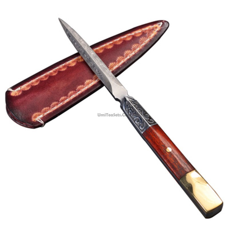 Premium Puerh Tea Knife with Genuine Leather Case - Perfect for Breaking and Storing Puerh Tea Cakes, Loose Leaf Tea, and Compressed Tea Bricks
