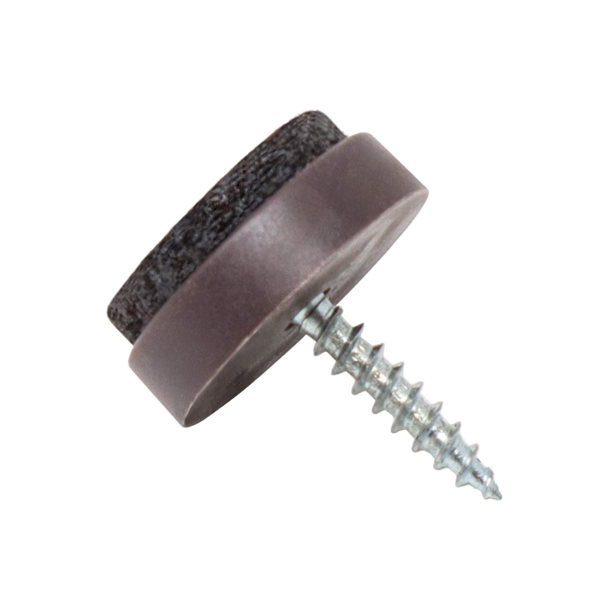 Brown Round Felt Furniture Glides with Screw - 16 Pieces (2cm Diameter) - Protect Floors & Reduce Noise for Chairs, Tables & Sofas