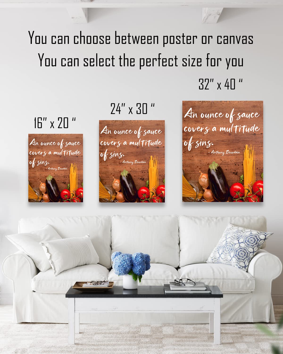 Anthony Bourdain Kitchen Wall Art Prints - Chef & Culinary Decor - Farmhouse Style Kitchen Poster - Perfect Gift for Chefs, Cooks & Food Lovers - 32x40 Unframed - Ideal for Home Kitchens, Restaurants & Culinary Schools