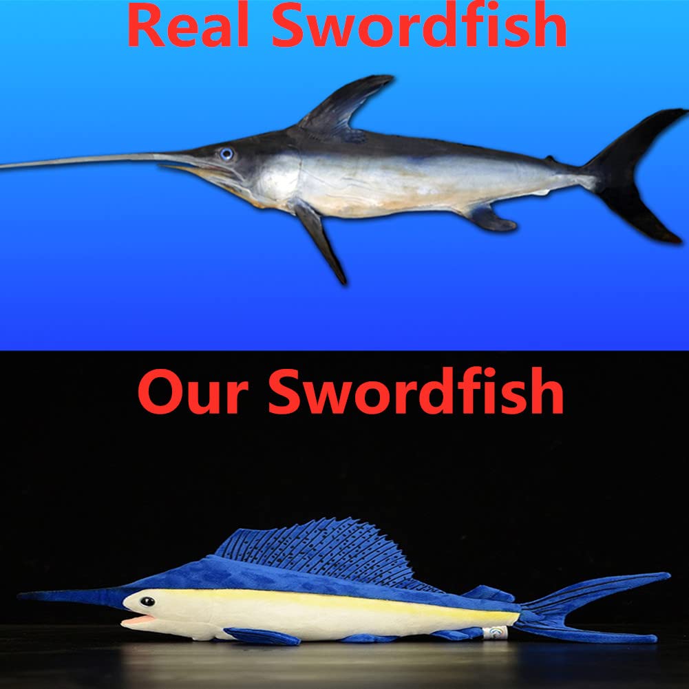 FRANKIEZHOU Realistic Swordfish Plush Toy - 18 Inch Soft Sailfish Stuffed Animal, Cuddly Ocean Creature Gift for Kids | Perfect for Birthday Presents, Nursery Decor & Marine Life Education