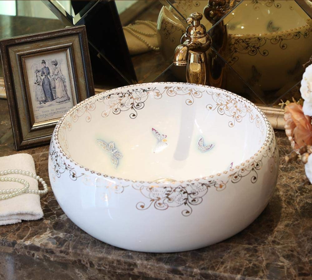Handmade Ceramic Vessel Sink Bowl - Modern Bathroom Countertop Wash Basin for Vanity, Powder Room & Guest Bath | Artisan Crafted Ceramic Sink with Unique Glaze Finish | Perfect for Contemporary, Farmhouse & Luxury Home Decor