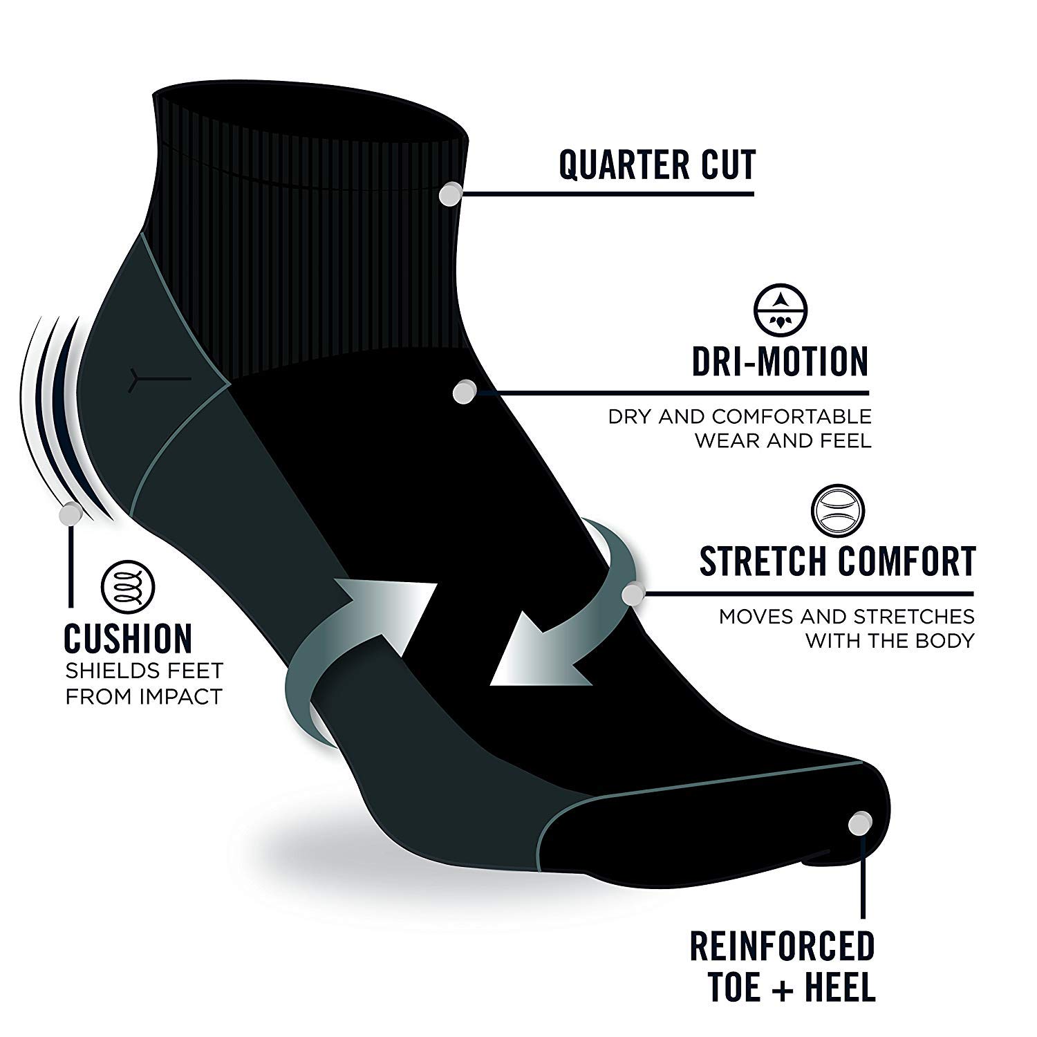 Nautica Men's Quarter Socks - 8 Pack Comfort Cushioned Athletic Ankle Socks for Running, Gym & Casual Wear - Breathable Moisture-Wicking Sports Socks for Men