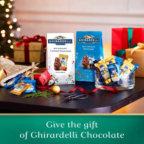 Ghirardelli Limited Edition Dark Chocolate Sea Salt Caramel Snowmen Holiday Bag - Premium Holiday Gift for Christmas, Party Favors & Winter Treats
