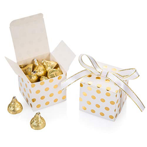 White Box With Gold Dots and Gold White Ribbon