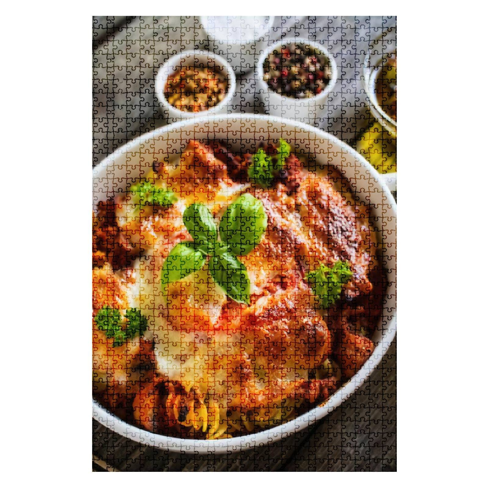 1000 Piece Wooden Jigsaw Puzzle - BBQ Chicken Pasta Casserole with Cheese & Vegetables | DIY Educational Puzzle for Kids & Adults | Stress Relief Gift, Creative Game & Home Decor | Perfect for Family Game Nights & Classroom Activities