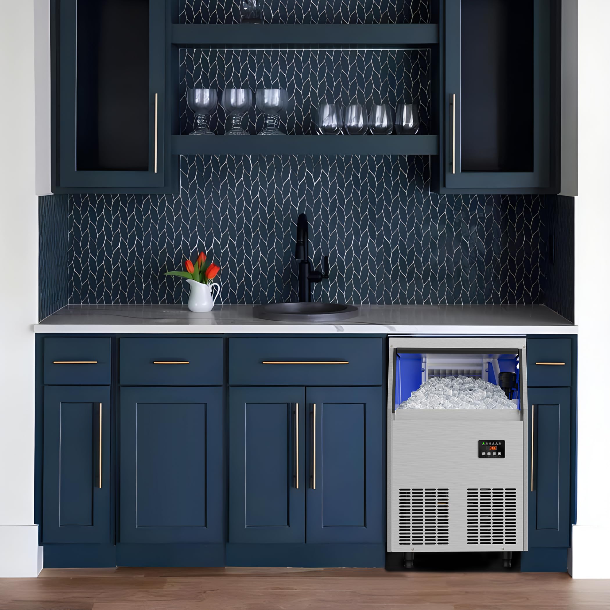 Commercial Ice Maker Machine 150LBS/24H with 35LBS Storage - Freestanding Under Counter Ice Machine for Home Bar, Office, Restaurant | Perfect for Cocktails, Beverages & Food Preservation