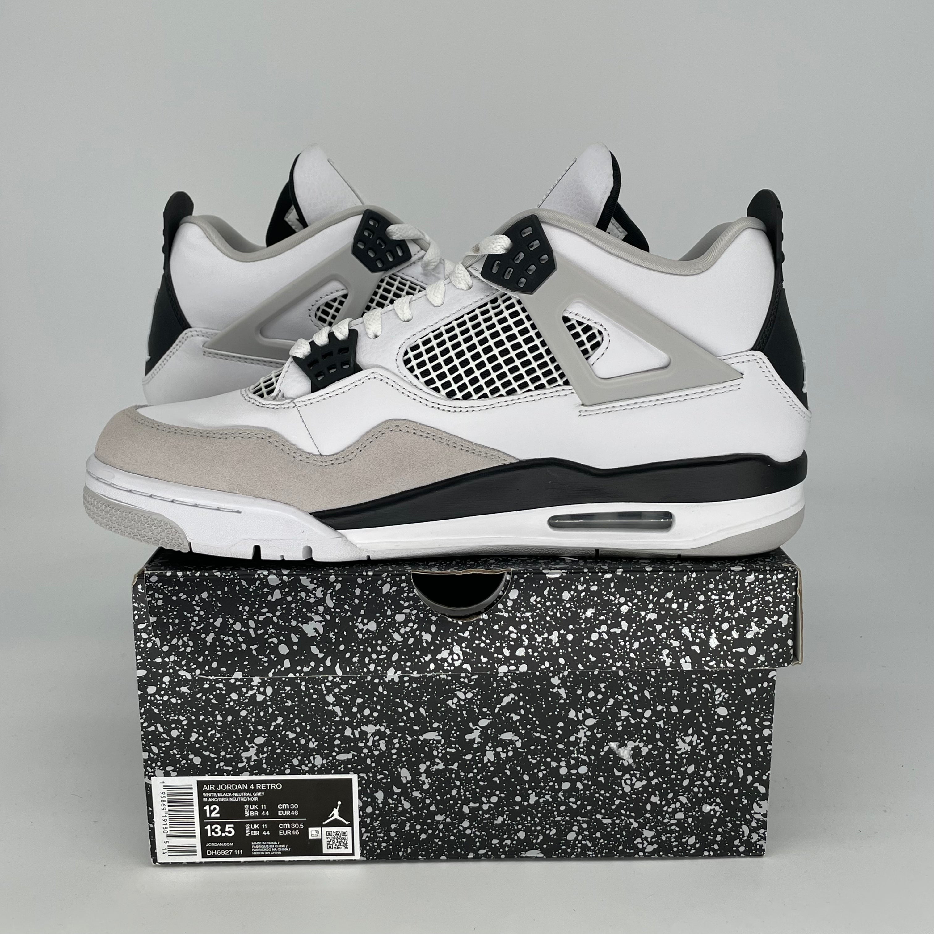 AIR JORDAN 4 MILITARY BLACK MEN'S SNEAKERS SIZE 12 - DH6927-111 | Retro Basketball Shoes for Casual Wear & Street Style