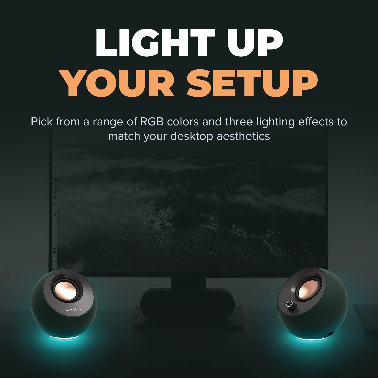 CREATIVE Pebble Pro 2.0 USB-C PC Speakers with Bluetooth 5.3, RGB Custom Lighting, USB Audio & 3.5mm Jack - Premium Computer Sound for Gaming, Streaming & Home Office Setup