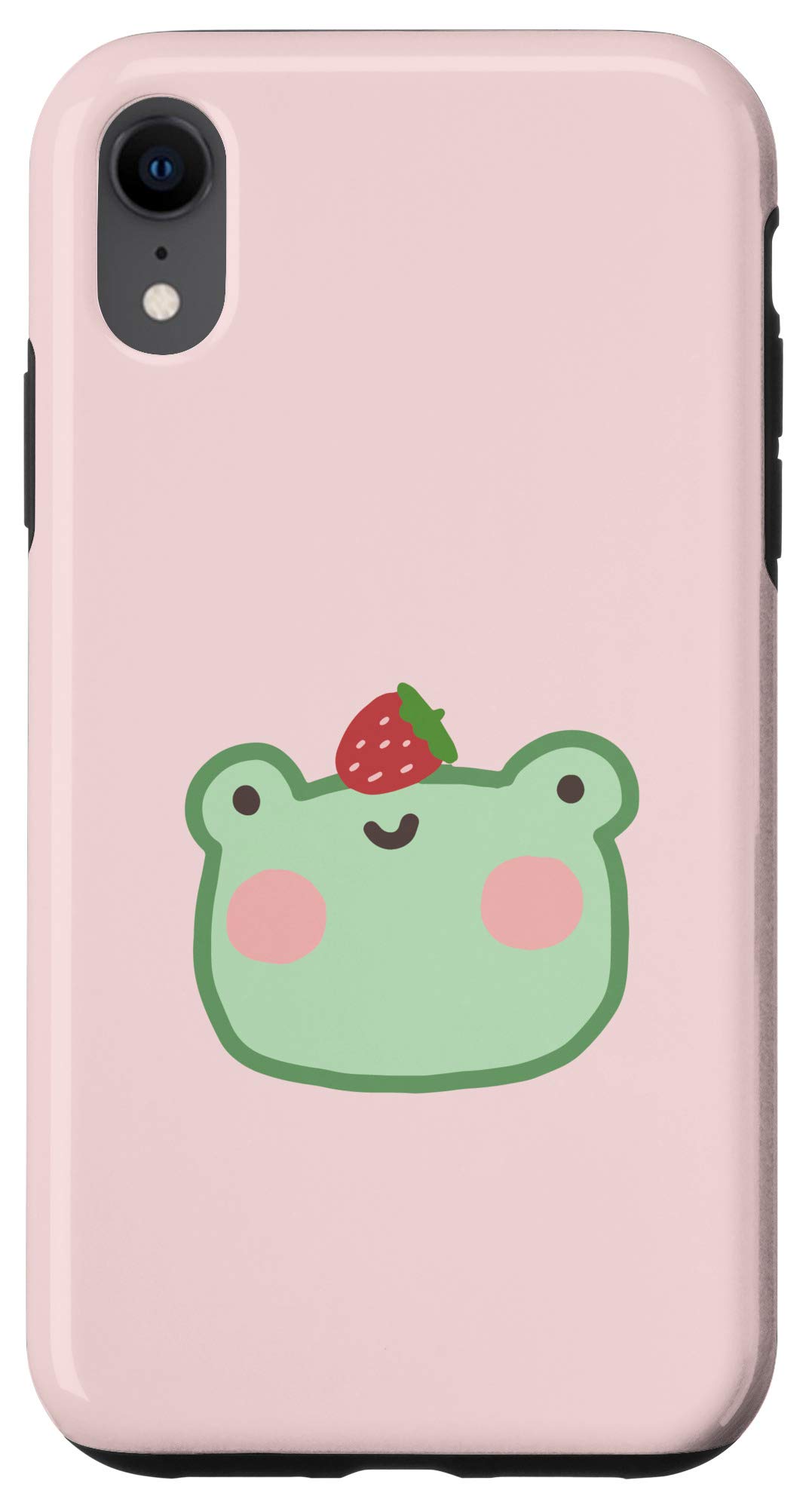 Cute Frog with Strawberry Kawaii Aesthetic Case for iPhone XR - Trendy Protective Phone Cover for Girls, Teens & Anime Lovers - Perfect for School, Work & Daily Use