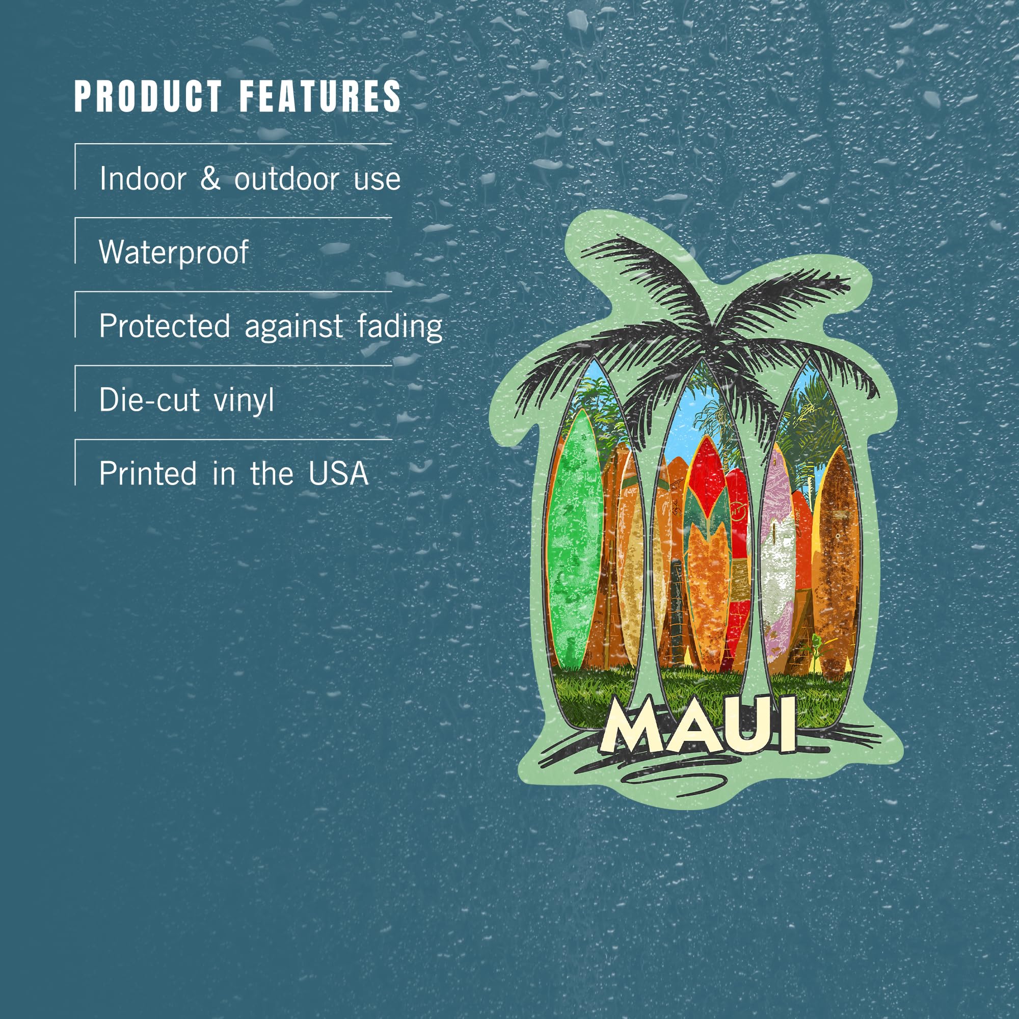 Custom Die Cut Maui Surfboard Vinyl Stickers 3-6 Inches - Waterproof Decals for Cars, Water Bottles, Laptops, Coolers - Perfect for Beach Lovers, Surf Enthusiasts & Tropical Decor