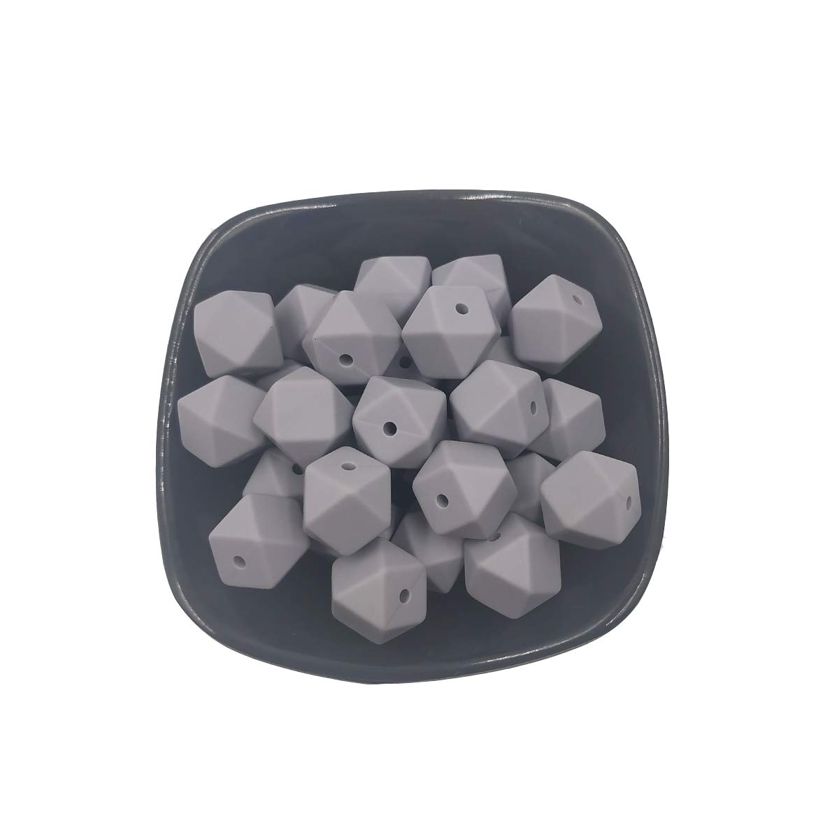 14mm Silicone Hexagonal Beads for DIY Jewelry & Keychains - 50pcs Bulk Craft Beads for Women