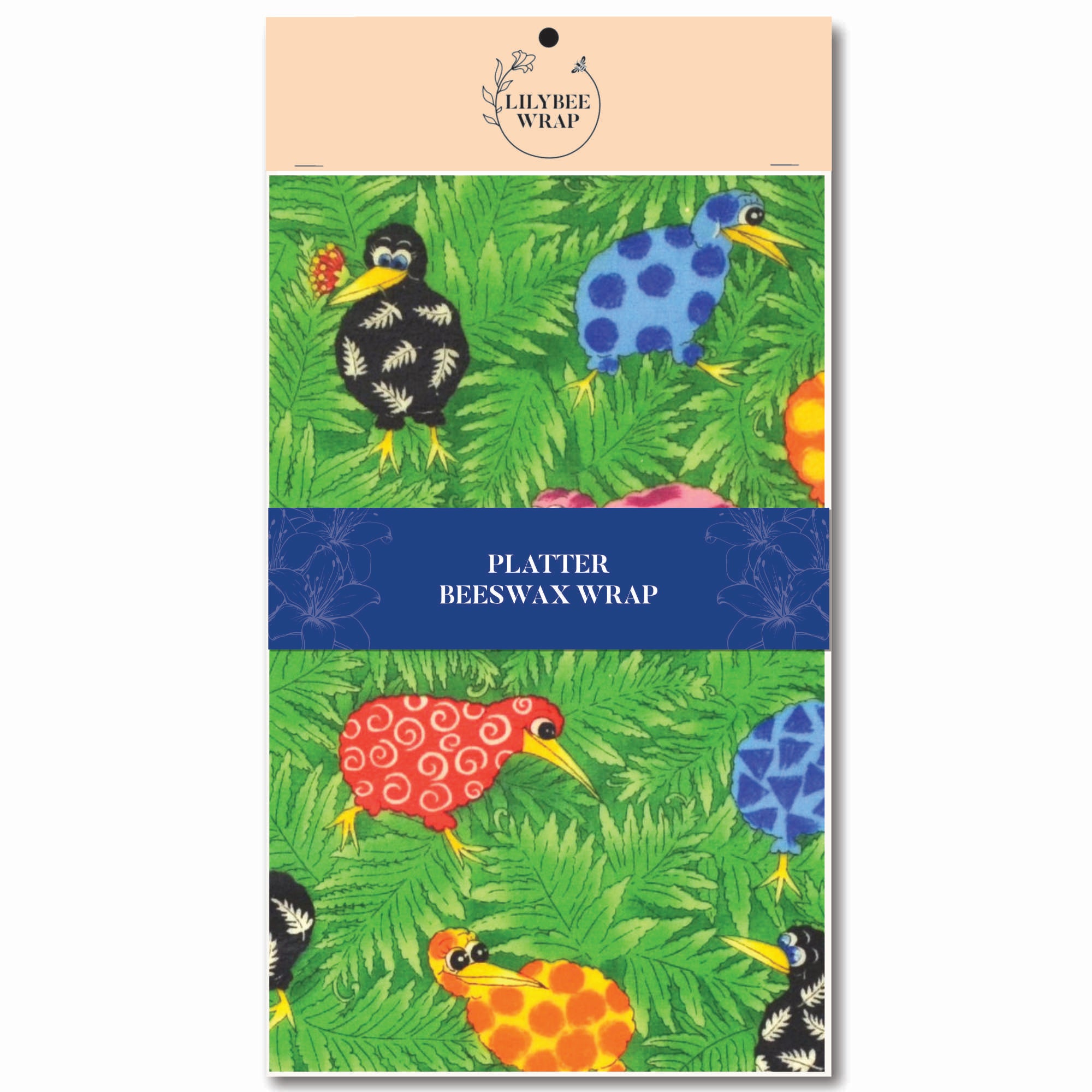 Organic Rainbow Kiwi Beeswax Food Wrap - Eco-Friendly Reusable Wax Cloth for Fresh Food Storage, Sandwich Wrapping & Sustainable Kitchen Use