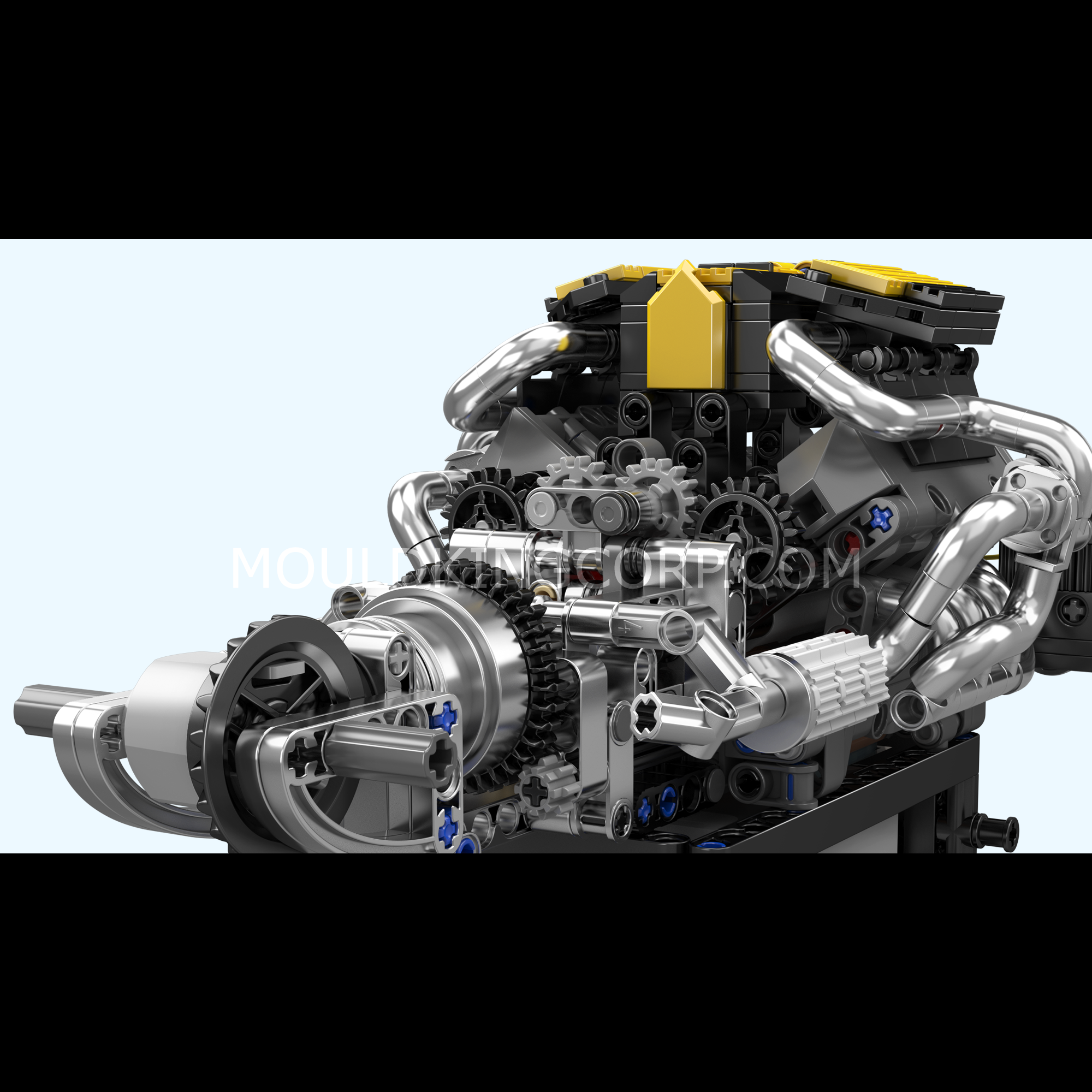 Mould King 10207 PAG Turbocharged V8 Engine Building Set - 761 Pcs DIY Model Kit for Adults & Teens - Perfect for STEM Learning, Car Enthusiasts & Home Decoration