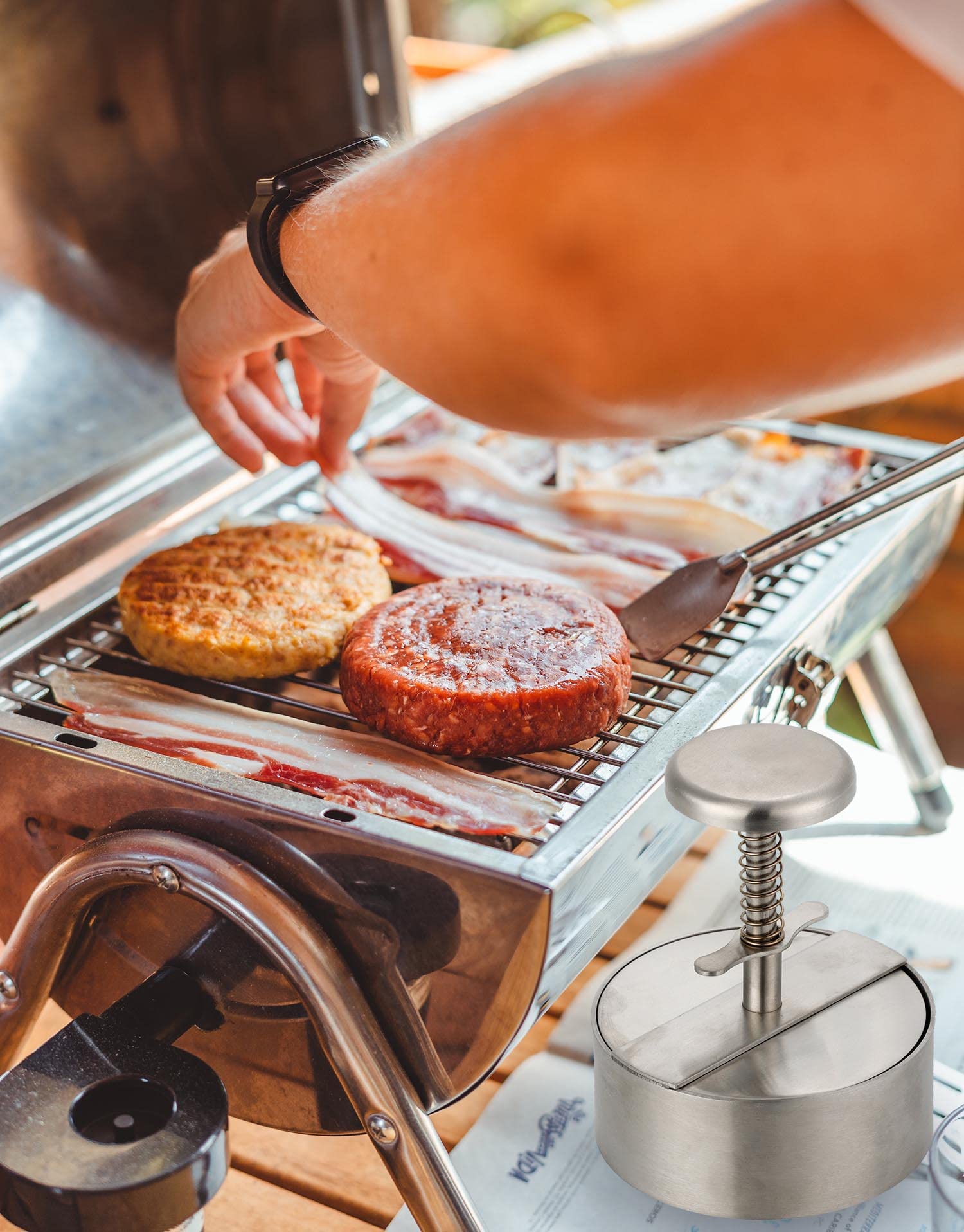Stainless Steel Burger Press - Hamburger Patty Maker for Grill & Griddle | Perfect for BBQ, Picnics & Home Cooking