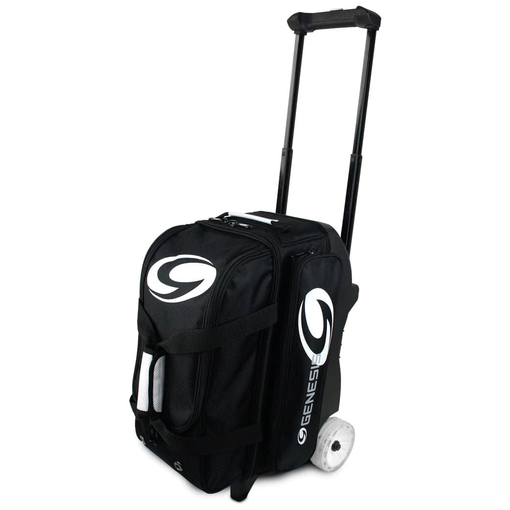 Genesis Sport 2 Ball Roller Bowling Bag - Black | Durable & Lightweight Bowling Ball Carrier for League Play & Tournaments | Perfect for Bowling Enthusiasts & Pro Players
