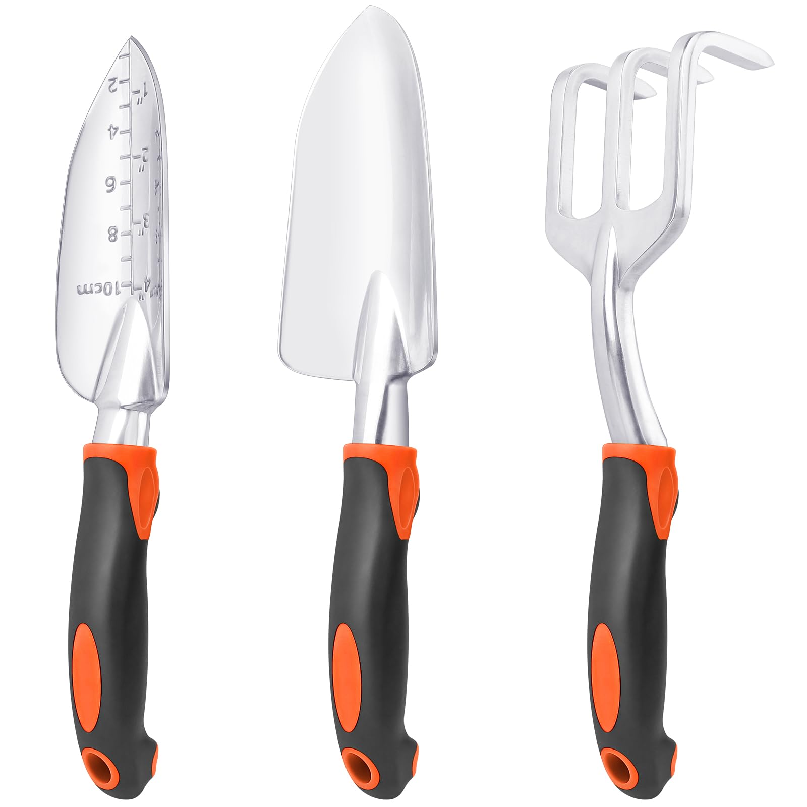 **3-Piece Heavy Duty Garden Tools Set - Aluminum Alloy Shovel, Trowel & Hand Rake with Ergonomic Handle for Planting, Weeding & Lawn Care - Ideal for Home Gardening, Landscaping & Outdoor Activities**