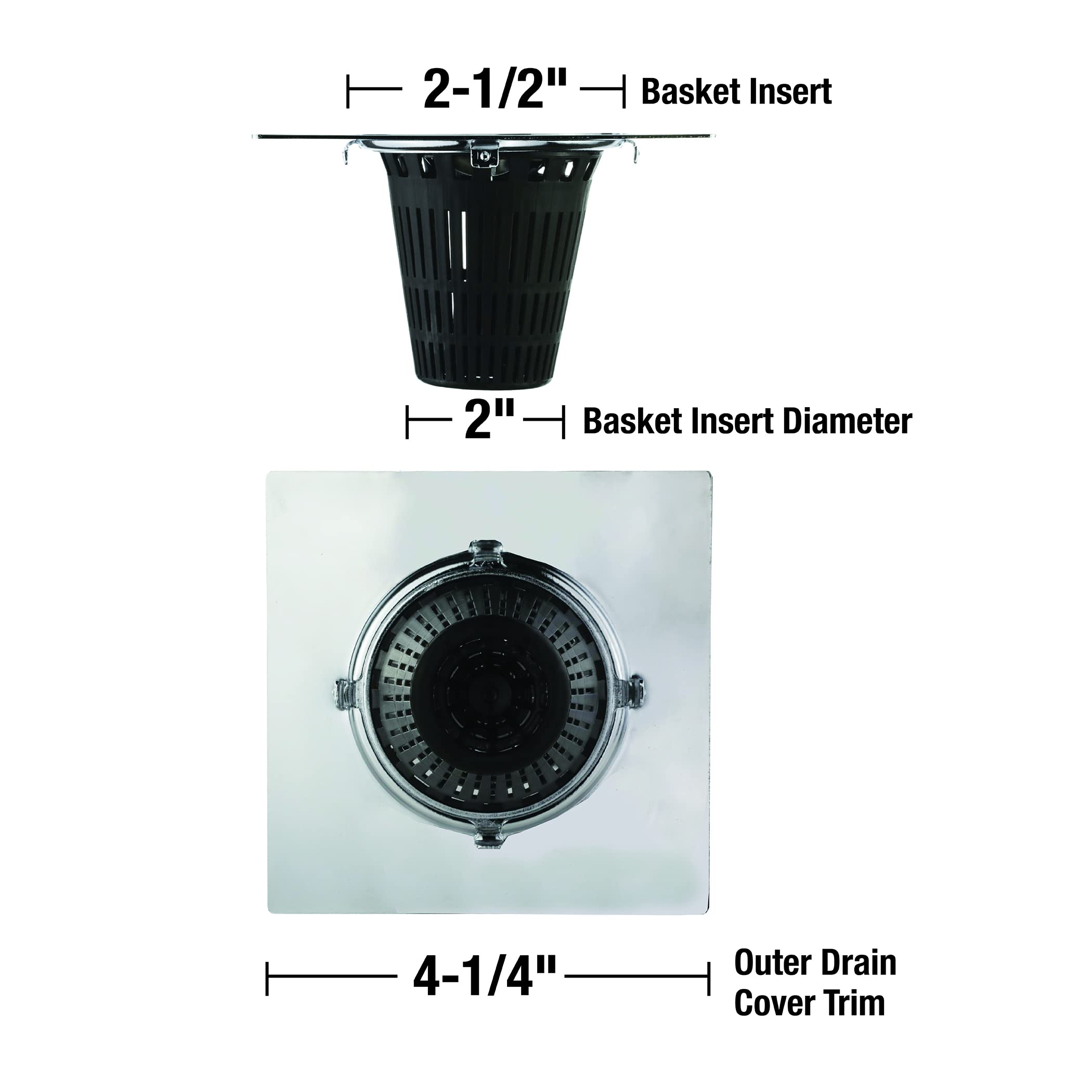 Danco 4-1/4 Inch Square Shower Drain Hair Catcher - Chrome Shower Drain Cover Protector for Stand-Alone Showers - Prevents Clogs in Bathroom, RV & Mobile Home Showers