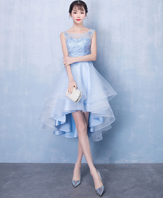 Elegant Blue Scoop Neck Tulle Short Prom Dress - A-Line Homecoming Party Dress for Teens, Perfect for Dances, Graduations & Special Occasions