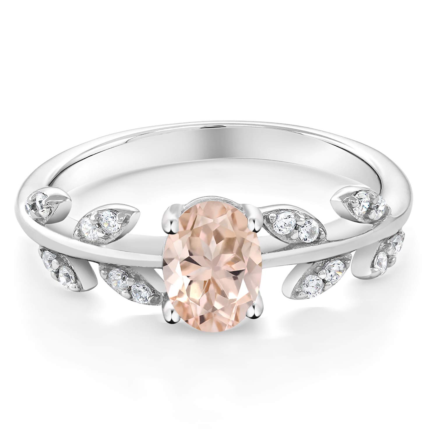 925 Sterling Silver Twisted Olive Branch Leaf Vine Wedding Band Ring for Women - 7x5mm Oval Birthstone Gemstone | Size 5-9 | Elegant Jewelry Gift for Wife, Mom, Girlfriend | Perfect for Anniversary, Engagement, Bridal & Everyday Wear