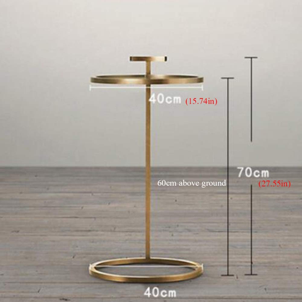 Gold Round Bistro Side Table with Tray - 15.74