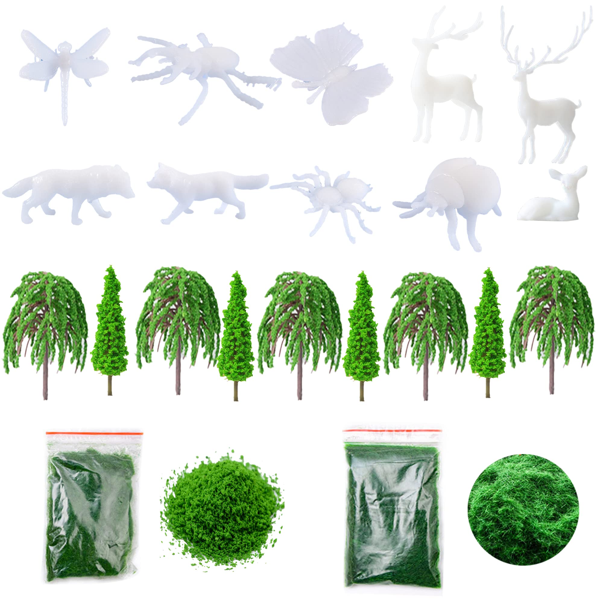 26 PCS 3D Mini Insect & Animal Resin Molds for DIY Crafting - Resin Casting Molds with Model Trees & Static Grass - Perfect for Epoxy Resin Art, Jewelry Making, Home Decor, and Gift Projects