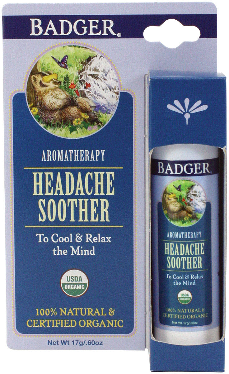 Badger Headache Soothe Stick - Natural Mind & Body Balm for Skin Care & Pain Relief | Migraine & Tension Headache Relief | Perfect for Travel, Office & Home Use