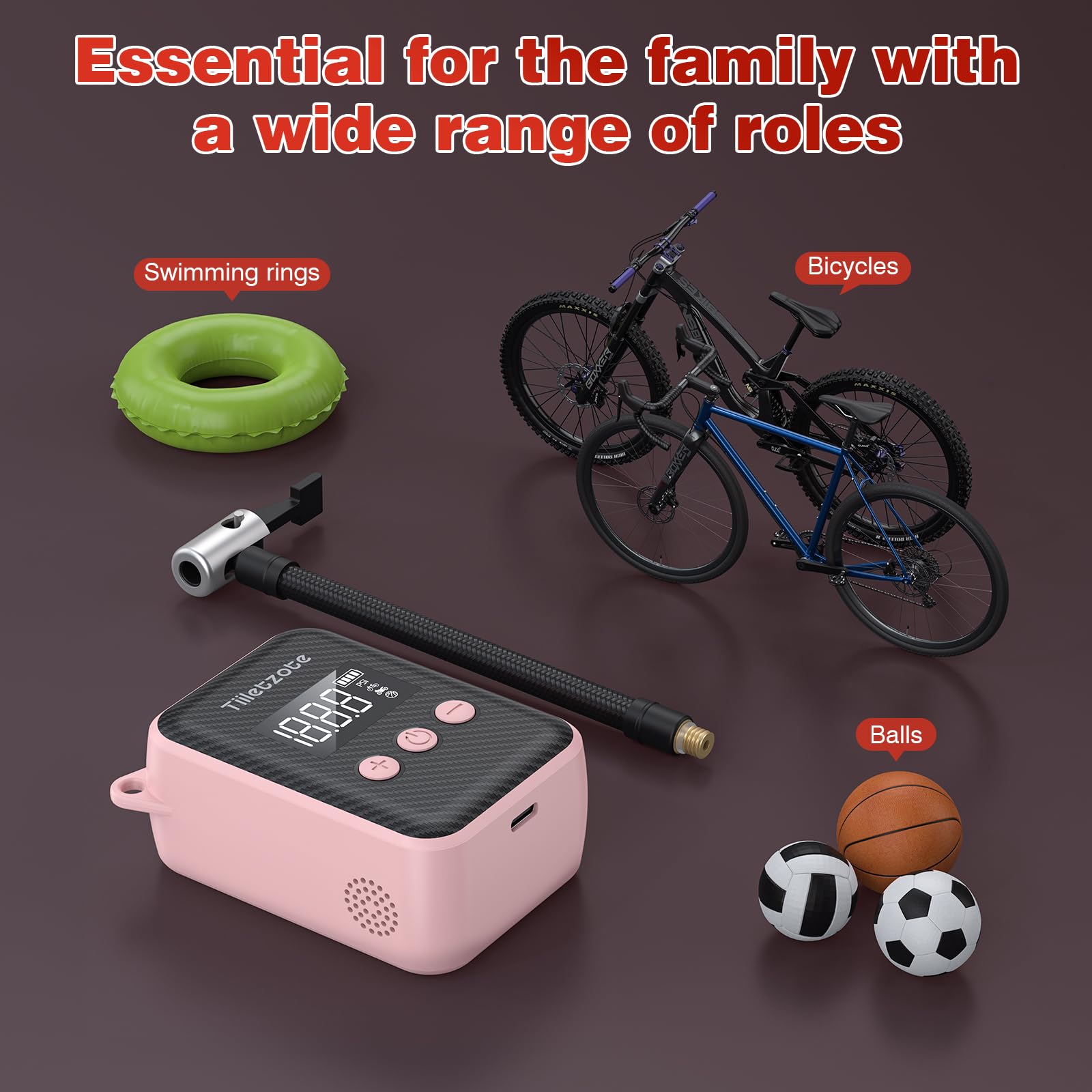 130 PSI Electric Mini Bike Pump - Portable Rechargeable Bicycle Tire Inflator with Pressure Gauge & Auto-Shutoff - Compatible with Presta & Schrader Valves - Perfect for Mountain, City, and Road Bikes - Ideal for Emergency Repairs, Commuting, and Outdoor Adventures