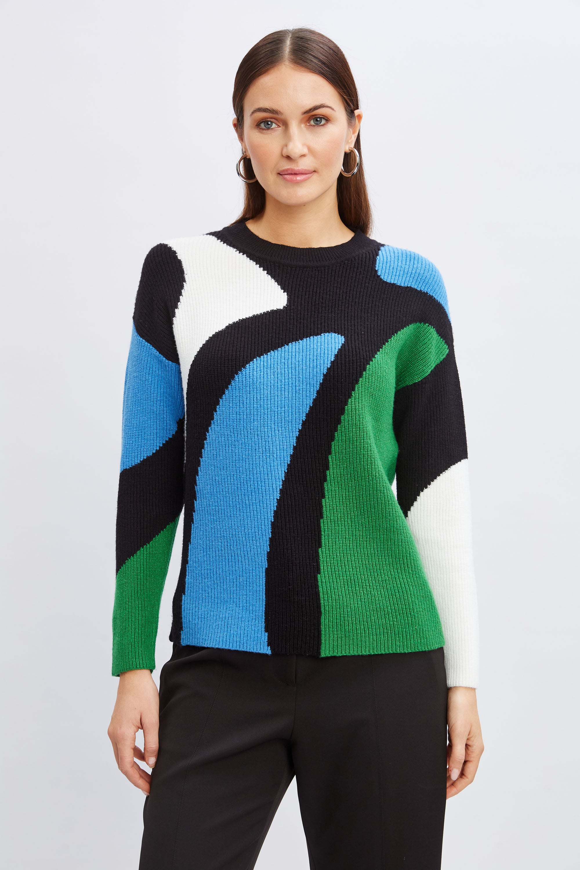 T Tahari Women's Colorblock Knit Sweater - Stylish & Comfortable Pullover for Fall & Winter Fashion | Perfect for Office, Casual Outings & Holiday Gatherings