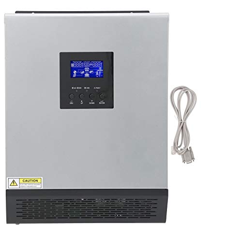3KVA 2400W 120V Stainless Steel Solar Inverter with AC/Solar Charger - Pure Sine Wave Power Converter for Home, RV & Off-Grid Solar Systems - Ideal for Emergency Backup & Outdoor Power Supply