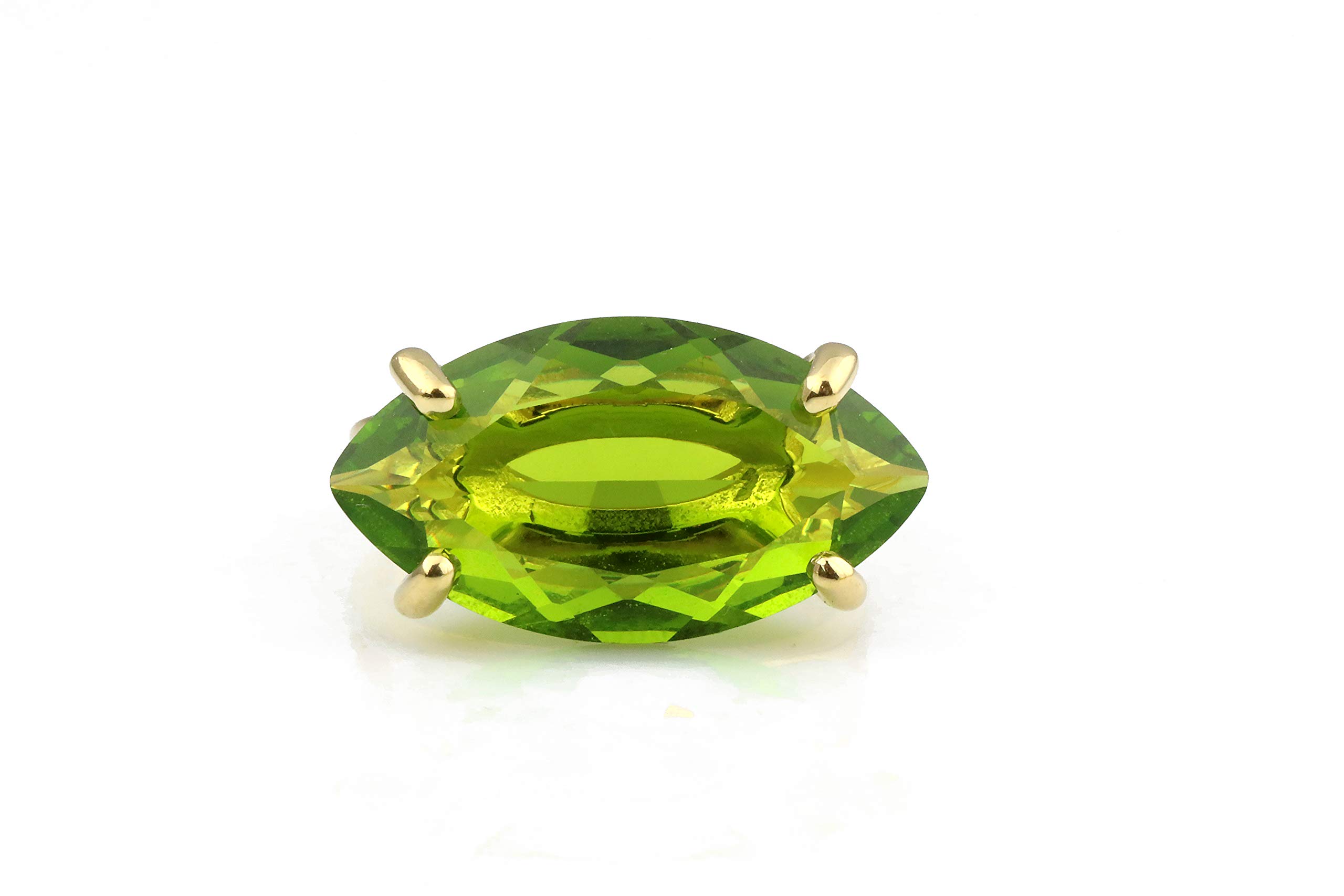 14K Gold Marquise Peridot Ring - August Birthstone Jewelry for Women | Handmade Statement Fashion Ring | Custom Size & Engraving | Perfect Gift for Birthday, Anniversary & Special Occasions
