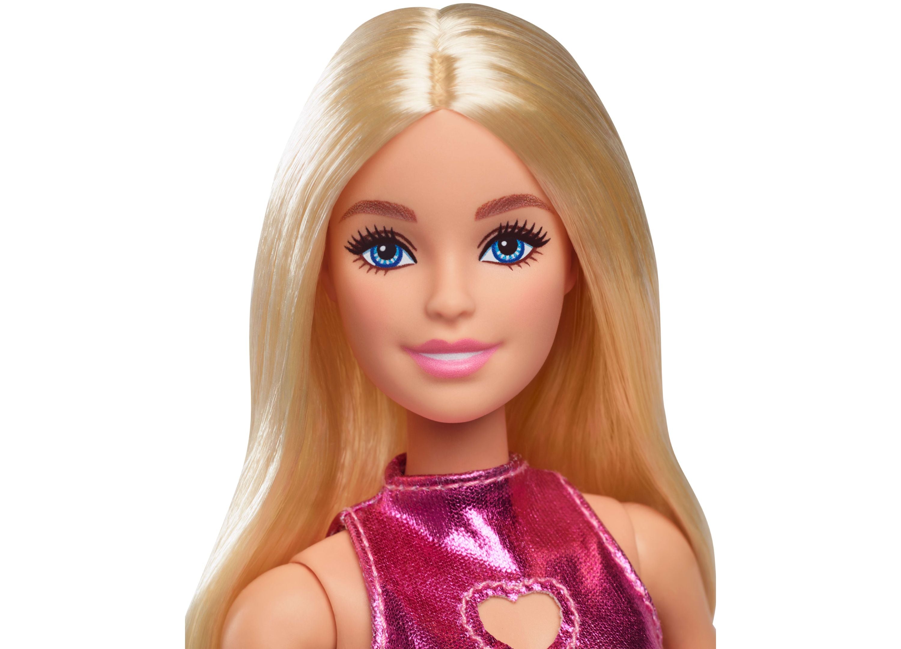 Barbie Fashionistas Doll 230 - Blonde Hair in Metallic Pink Mini Dress | Collectible Doll for Girls & Kids | Perfect for Birthday Gifts, Playtime & Display
