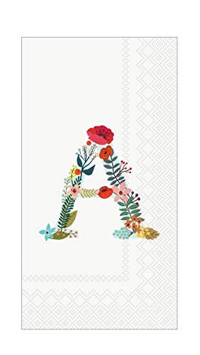 Personalized Monogrammed Hand Towels for Bathroom & Decorative Napkins - Floral Letter A Design - 32-Piece Set for Weddings, Bridal Showers & Home Decor