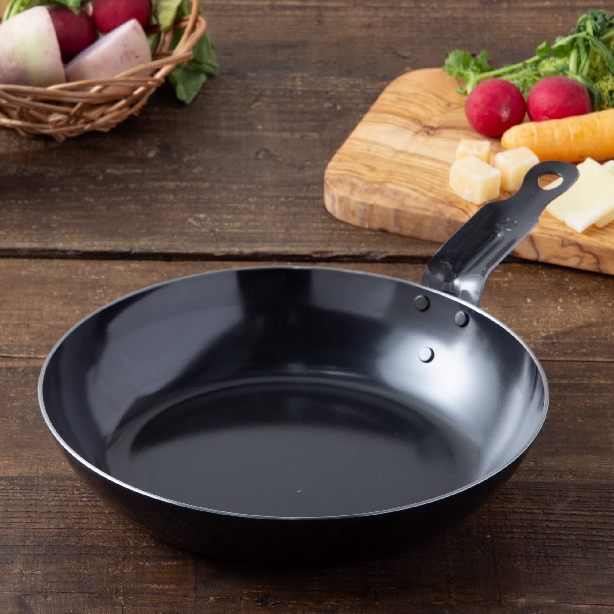 Endoshoji TKG 11.8 Inch Iron Frying Pan - 30cm Non-Stick Skillet with Thick Black Coating for Even Heat Distribution & High Heat Retention | Heavy Duty Commercial Grade, Oven Safe | Perfect for Searing, Stir-Frying & Baking at Home or Restaurant Use