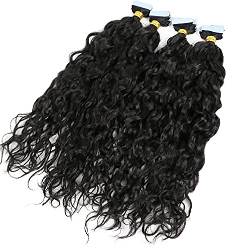 Natural Loose Wave Tape-in Human Hair Extensions - 40pcs 24inch Real Malaysian Human Hair Wefts (Wet & Wavy, Natural Color) for Women - Perfect for Daily Styling, Special Occasions & Volume Boosting