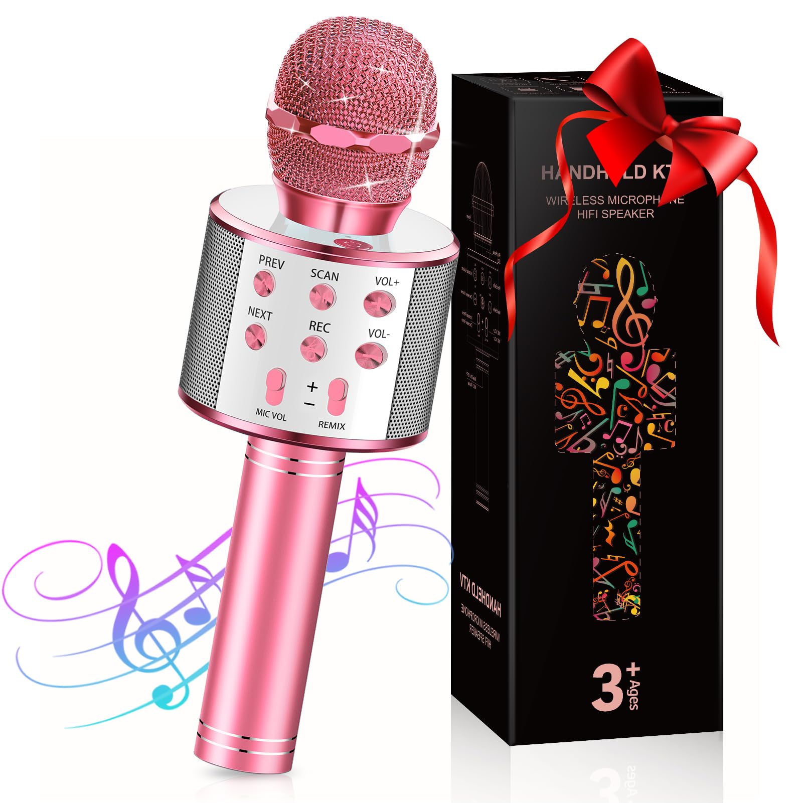 **GeschenPark Kids Wireless Bluetooth Karaoke Microphone Toy - Best Gift for Girls Age 3-12, Perfect for Birthday, Communion & Singing Fun at Home**