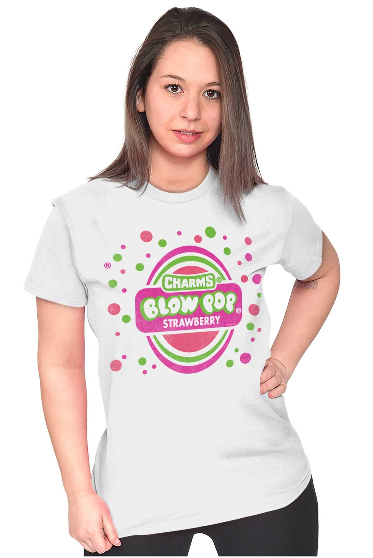 Brisco Brands Strawberry Bubblegum Blow Pop Women's Graphic T-Shirt | Cute Junior Tee for Casual Wear, Parties & Street Style