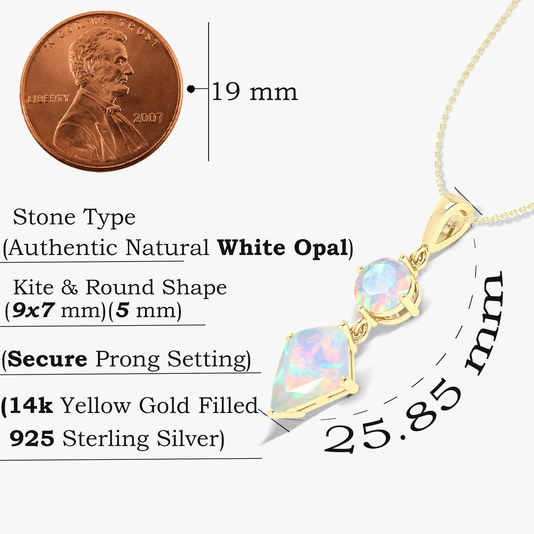 Natural White Opal Dual Stone Long Chain Pendant Necklace for Women - Elegant Boho Jewelry Gift for Birthday, Anniversary & Special Occasions