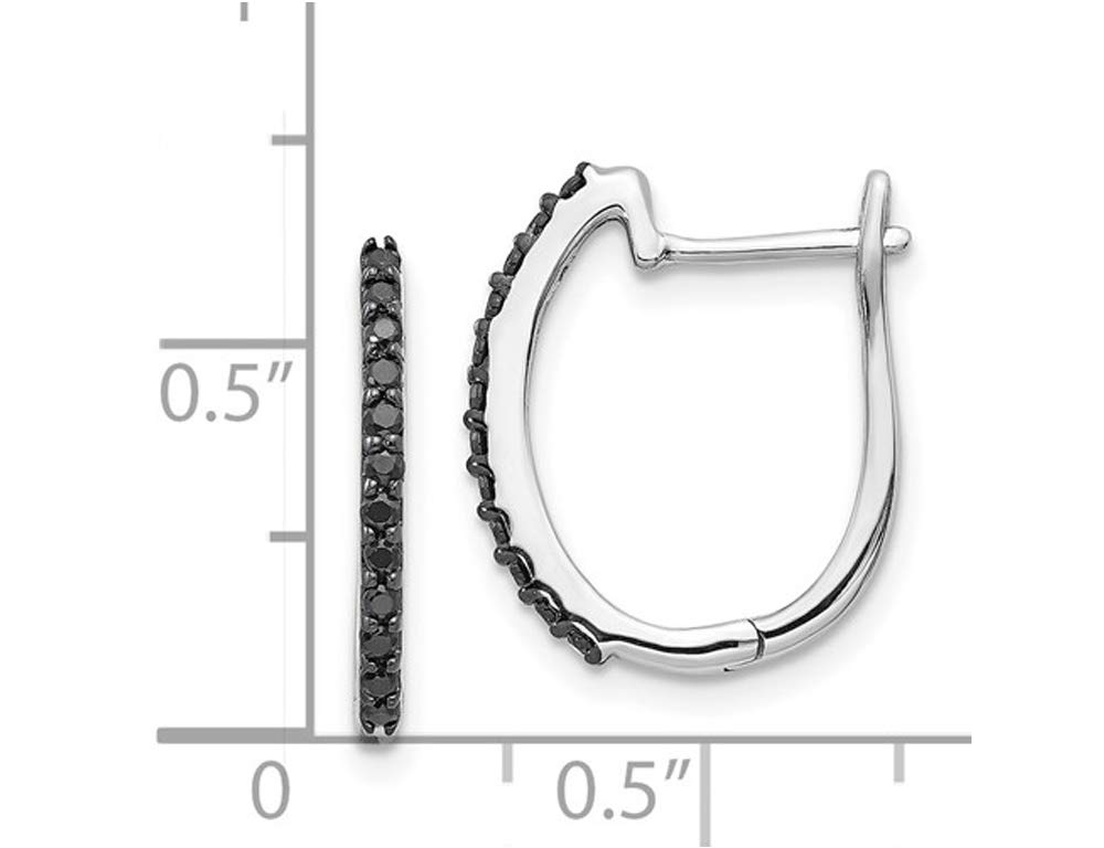 14K White Gold 1/5 Carat (ctw) Black Diamond Hoop Earrings for Women - Elegant Everyday Wear & Special Occasion Jewelry Gift