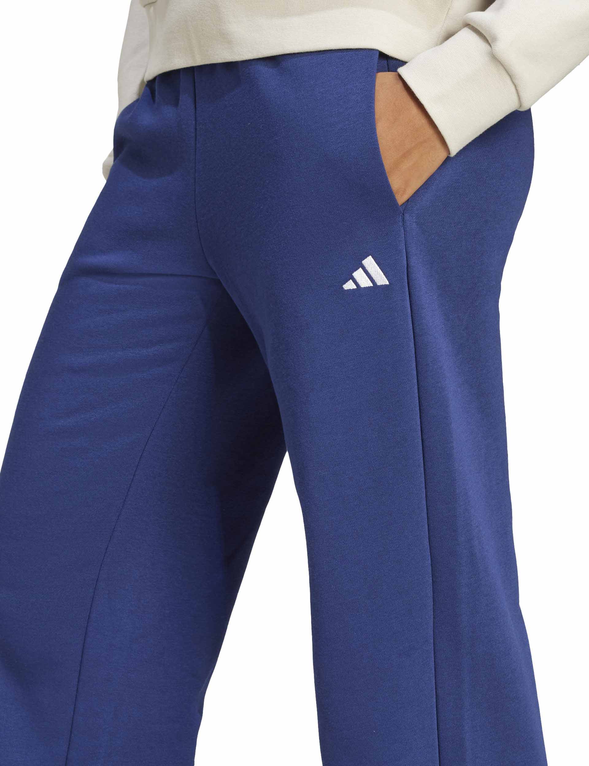 Essentials Small Logo Cozy Open Hem Joggers - Dark Blue/White | Comfortable Lounge Pants for Home, Gym & Casual Wear