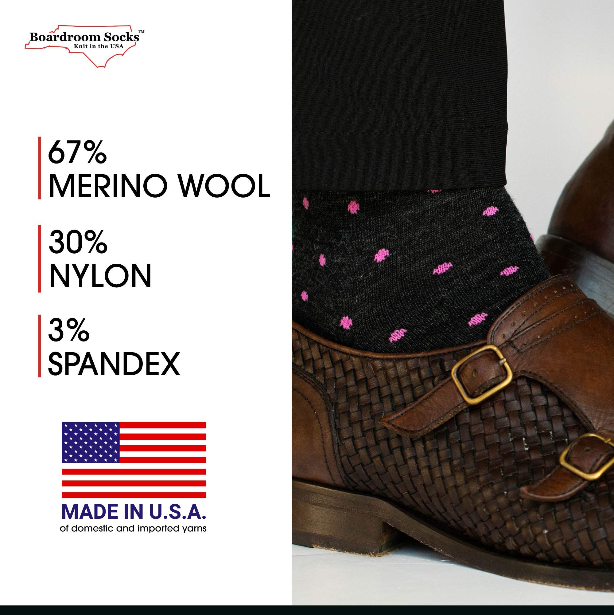Premium Merino Wool Mid-Calf Dress Socks for Men - Breathable & Comfortable Patterned Socks for Business, Office & Formal Occasions