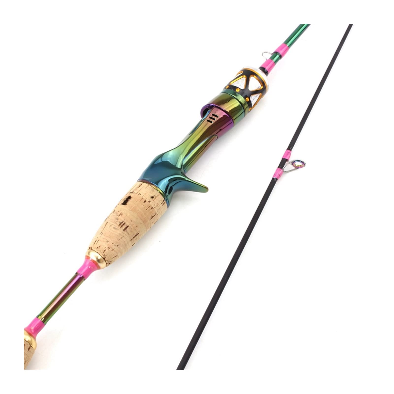 TOMYEUS 1.68M Carbon Fiber Fishing Rod - 2 Section Spinning Casting Rod with Colored Lure, 3-7g Lure Weight, Slow Action for Beautiful Casting (Light Grey) - Perfect for Freshwater and Saltwater Fishing, Bass Trout and Panfish Angling