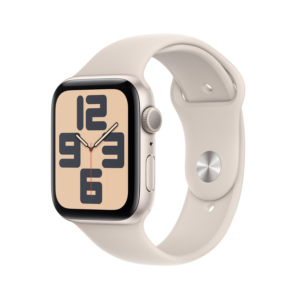 Apple Watch SE GPS 44mm - Starlight Aluminum Case with White Sport Band M/L - Perfect for Fitness Tracking & Everyday Wear
