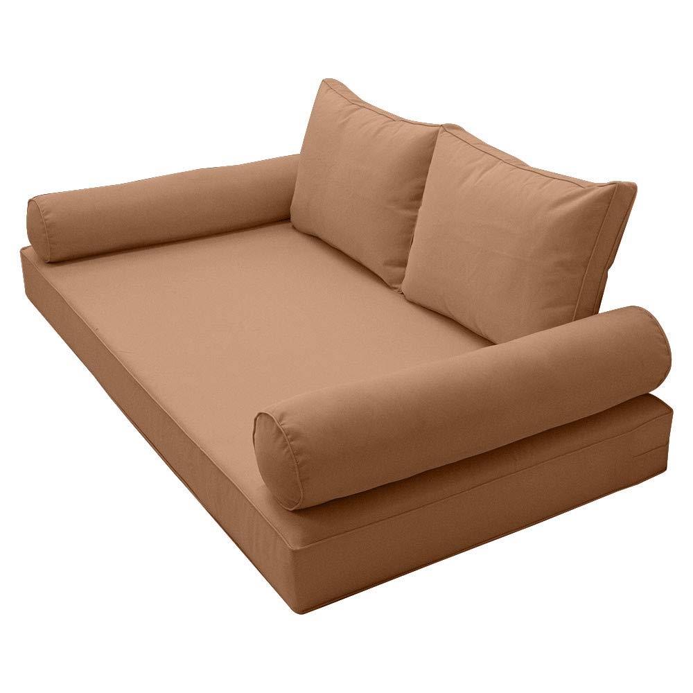 Prolinemax Outdoor Style 1 Twin-XL Piped Trim Daybed Mattress Bolster Pillow Fitted Sheet Cover Only - AD104 | Perfect for Patio Furniture, Daybeds, and Outdoor Lounging